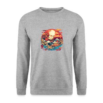 Funny Ramen Cat - Unisex Sweatshirt - salt & pepper - Front - Alina (178cm) & Michal (187cm)