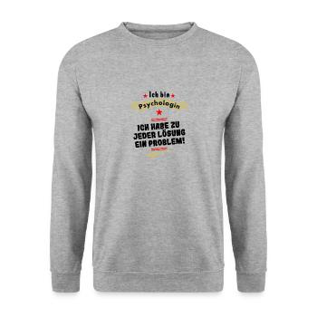 psychologin ich habe zu jeder lösung ein problem - Unisex Pullover - Weißgrau meliert - Vorne - Alina (178cm) & Michal (187cm)
