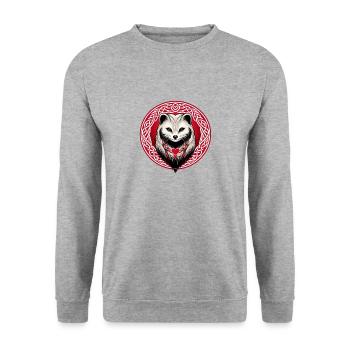 Nordisches Hermelinherz aus der Bretagne - Unisex Pullover - Weißgrau meliert - Vorne - Alina (178cm) & Michal (187cm)