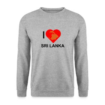 LIEBE Sri Lanka - Unisex Pullover - Weißgrau meliert - Vorne - Alina (178cm) & Michal (187cm)