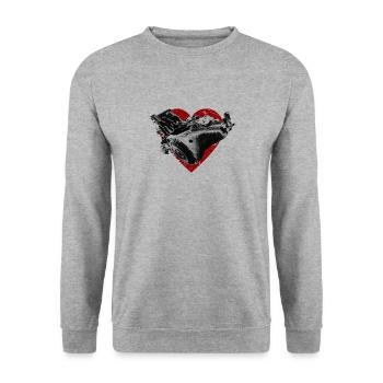 Cœur de moteur - Sweat-shirt Unisexe - gris chiné - Devant - Alina (178cm) & Michal (187cm)