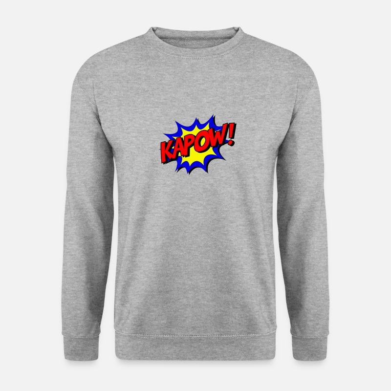 Comic "KAPOW!" - Unisex Pullover - Weißgrau meliert