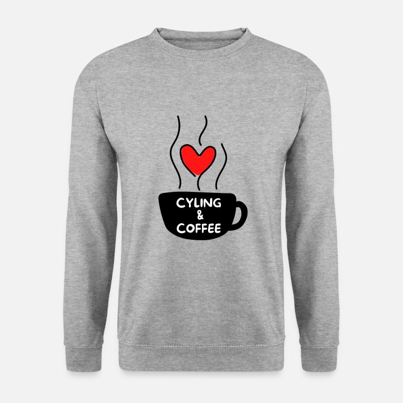 Radfahren & Kaffee. - Unisex Pullover - Weißgrau meliert