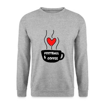 Fußball & Kaffee - Unisex Pullover - Weißgrau meliert - Vorne - Alina (178cm) & Michal (187cm)