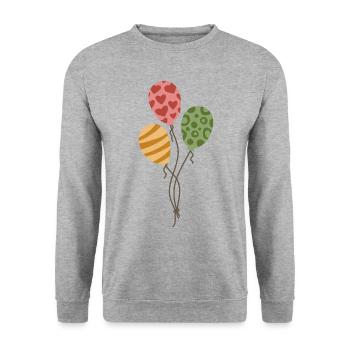 Ballons Luftballons Geburtstagsgeschenk Pastell - Unisex Pullover - Weißgrau meliert - Vorne - Alina (178cm) & Michal (187cm)