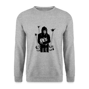 TIERVERSUCHSFREI / Frohe Ostern - Unisex Pullover - Weißgrau meliert - Vorne - Alina (178cm) & Michal (187cm)