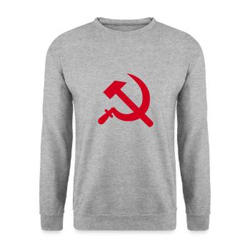 komunismoa - Unisex Pullover - Weißgrau meliert - Vorne - Alina (178cm) & Michal (187cm)