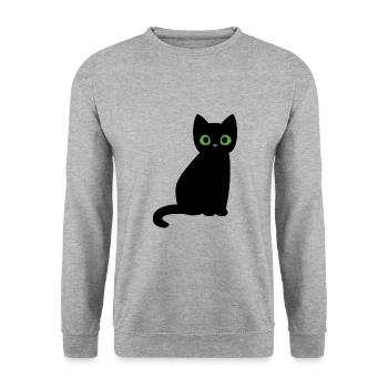 Black cat halloween green eyes sweet - Unisex Sweatshirt - salt & pepper - Front - Alina (178cm) & Michal (187cm)