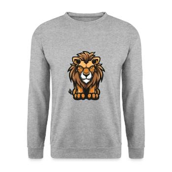 Bande dessinée Lion - Sweat-shirt Unisexe - gris chiné - Devant - Alina (178cm) & Michal (187cm)