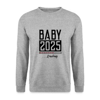 Baby 2025 Loading Spruch - Unisex Pullover - Weißgrau meliert - Vorne - Alina (178cm) & Michal (187cm)