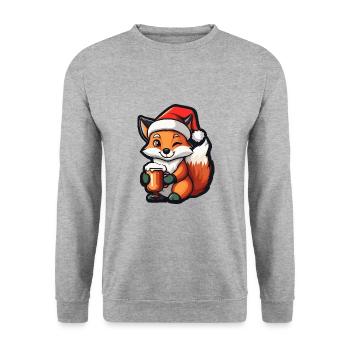 Fuchs Bier Xmas Weihnachten - Unisex Pullover - Weißgrau meliert - Vorne - Alina (178cm) & Michal (187cm)