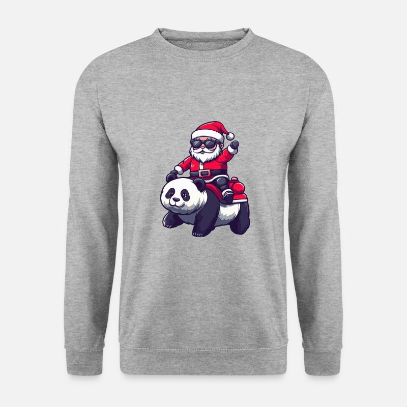 Panda Weihnachtsmann - Unisex Pullover - Weißgrau meliert
