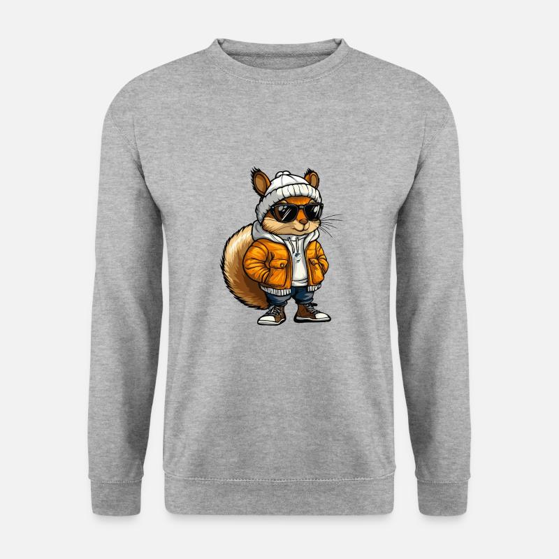 Eichhörnchen Cool Comic - Unisex Pullover - Weißgrau meliert