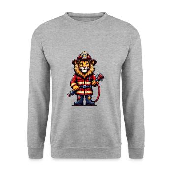 Pompier Lion mignon - Sweat-shirt Unisexe - gris chiné - Devant - Alina (178cm) & Michal (187cm)