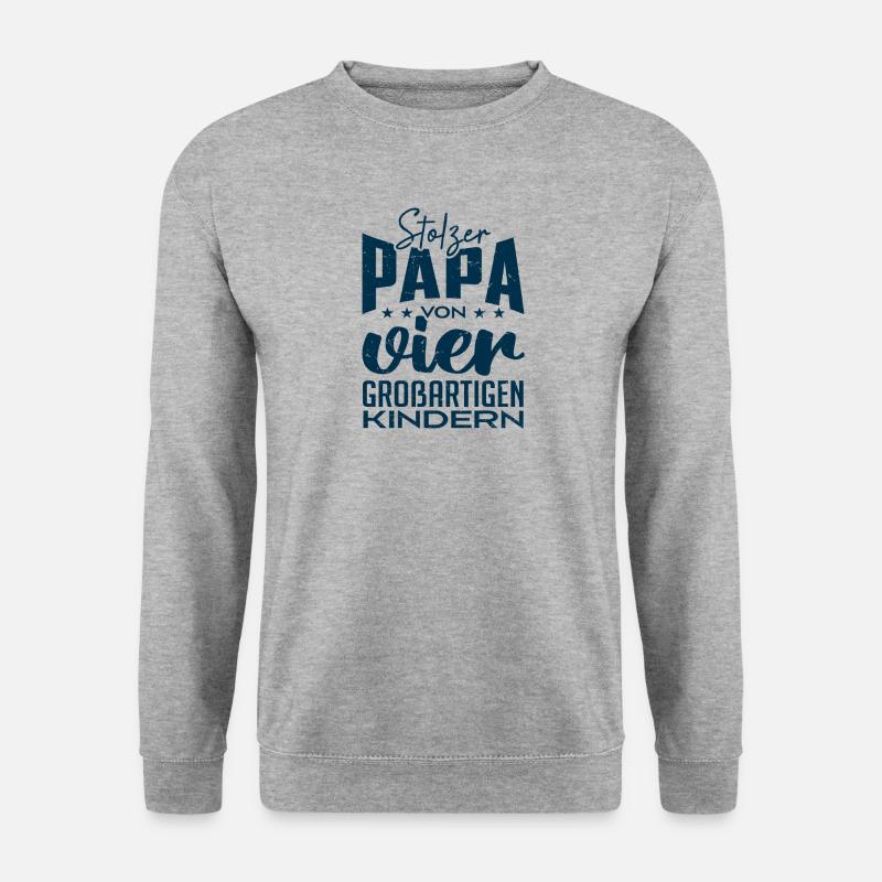 Stolzer Papa von vier Kindern - Unisex Pullover - Weißgrau meliert