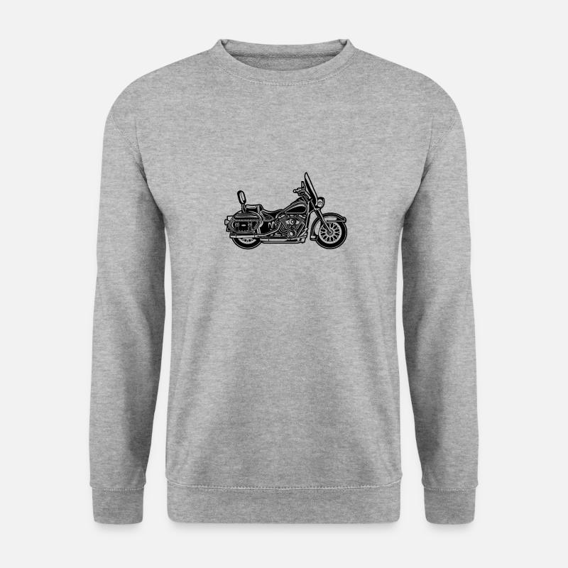 Chopper / Motorrad 06_schwarz - Unisex Pullover - Weißgrau meliert