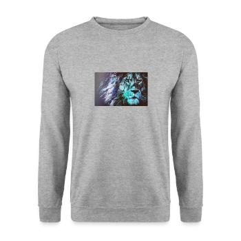 Lion bleu - Sweat-shirt Unisexe - gris chiné - Devant - Alina (178cm) & Michal (187cm)