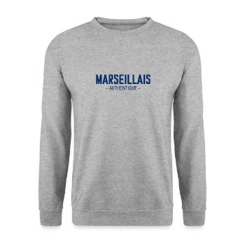 Marseillais authentique - Sweat-shirt Unisexe - gris chiné - Devant - Alina (178cm) & Michal (187cm)