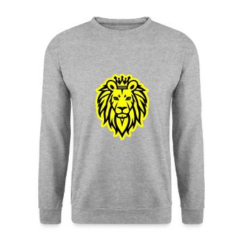 Löwe Krone Logo - Unisex Pullover - Weißgrau meliert - Vorne - Alina (178cm) & Michal (187cm)