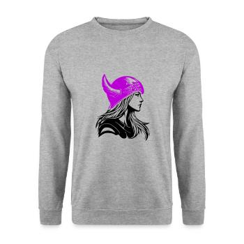 Viking Woman Warrior - Unisex Sweatshirt - salt & pepper - Front - Alina (178cm) & Michal (187cm)