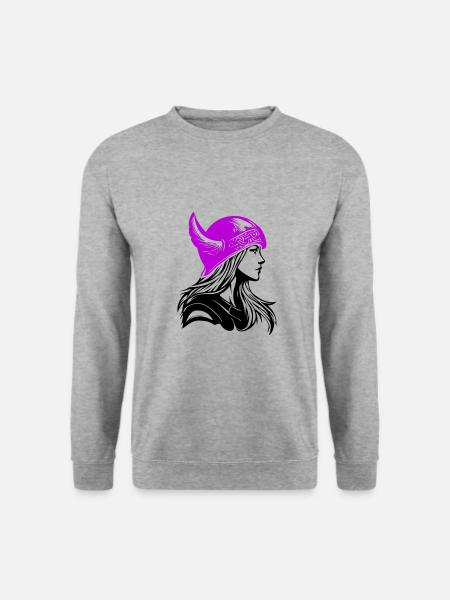 Wikinger Frau Kriegerin - Unisex Pullover - Weißgrau meliert