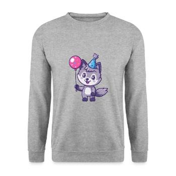 Wolf Birthday Baby - Unisex Sweatshirt - salt & pepper - Front - Alina (178cm) & Michal (187cm)