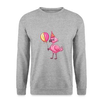 Flamingo Birthday Baby - Unisex Sweatshirt - salt & pepper - Front - Alina (178cm) & Michal (187cm)