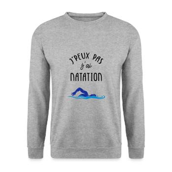J'peux pas j'ai natation - Sweat-shirt Unisexe - gris chiné - Devant - Alina (178cm) & Michal (187cm)