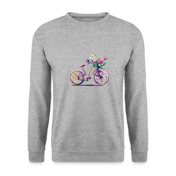 Bicycle with flowers - Unisex Sweatshirt - salt & pepper - Front - Alina (178cm) & Michal (187cm)