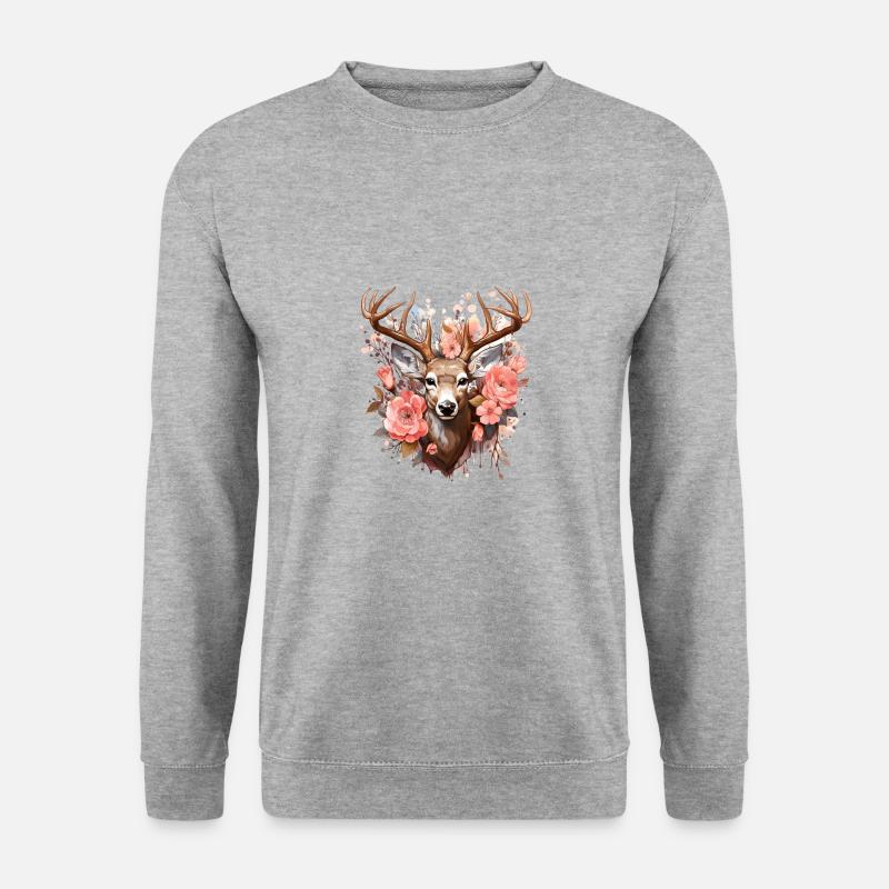Ersatz Dirndl Hirschgeweih Hirsch - Unisex Pullover - Weißgrau meliert