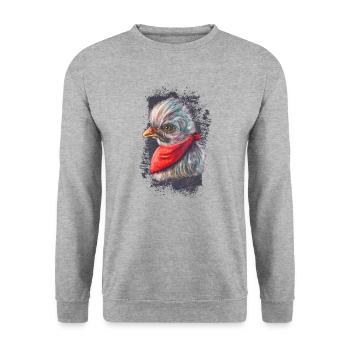 Seidenküken, Bunt - Unisex Pullover - Weißgrau meliert - Vorne - Alina (178cm) & Michal (187cm)