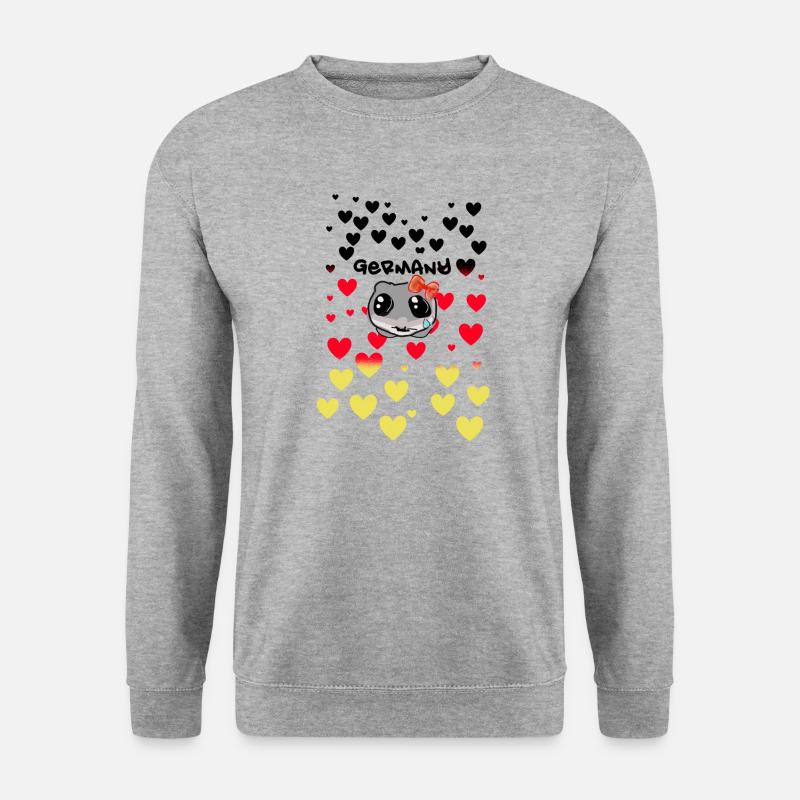 deutschland,herzen,illustration,sad hamster - Unisex Pullover - Weißgrau meliert