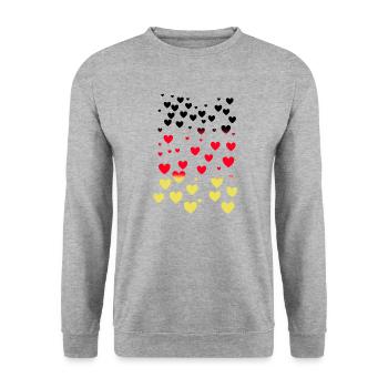 Coeurs,Allemagne,Football,Drapeau - Sweat-shirt Unisexe - gris chiné - Devant - Alina (178cm) & Michal (187cm)