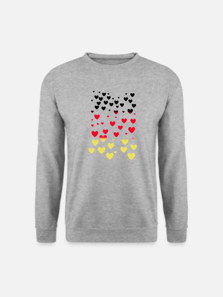 herzen,deutschland,fussball,flagge - Unisex Pullover - Weißgrau meliert