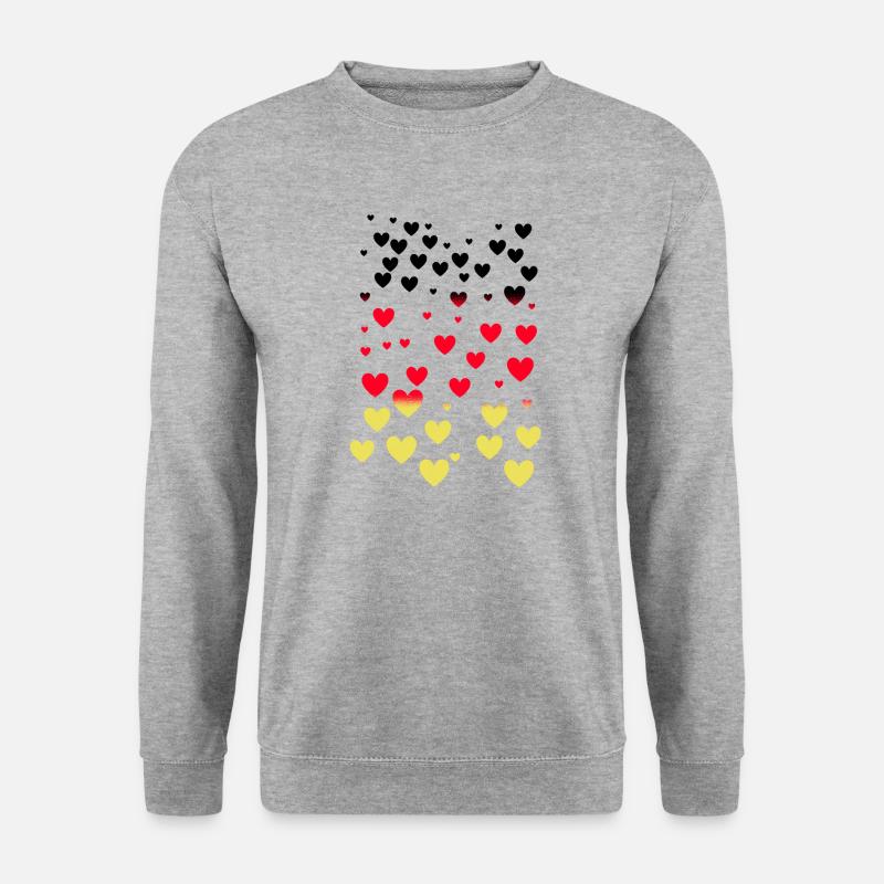 herzen,deutschland,fussball,flagge - Unisex Pullover - Weißgrau meliert