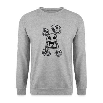 Monster, halloween, skellington,illustration - Unisex Pullover - Weißgrau meliert - Vorne - Alina (178cm) & Michal (187cm)