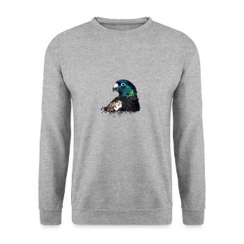 Perroquet,Paillettes,Paillettes,Oiseau,Noir - Sweat-shirt Unisexe - gris chiné - Devant - Alina (178cm) & Michal (187cm)