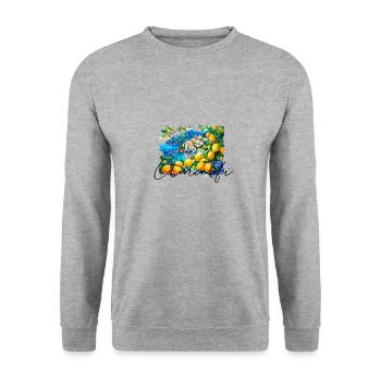 amalfi, lemons, porcelain, Italy, landscape - Unisex Sweatshirt - salt & pepper - Front - Alina (178cm) & Michal (187cm)