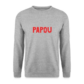 PAPOU. PAPA. FÊTE DES PÈRES. BONNE FÊTE PAPA - Sweat-shirt Unisexe - gris chiné - Devant - Alina (178cm) & Michal (187cm)