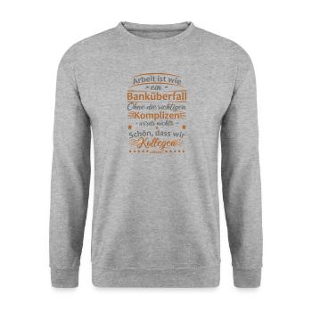 Jobwechsel Kollegen Abschied Abschiedsgeschenk Job - Unisex Pullover - Weißgrau meliert - Vorne - Alina (178cm) & Michal (187cm)