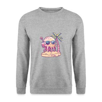 Qualle Sommer Urlaub - Unisex Pullover - Weißgrau meliert - Vorne - Alina (178cm) & Michal (187cm)