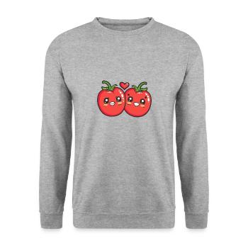Tomate Couple Amour Coeur Bande Dessinée - Sweat-shirt Unisexe - gris chiné - Devant - Alina (178cm) & Michal (187cm)