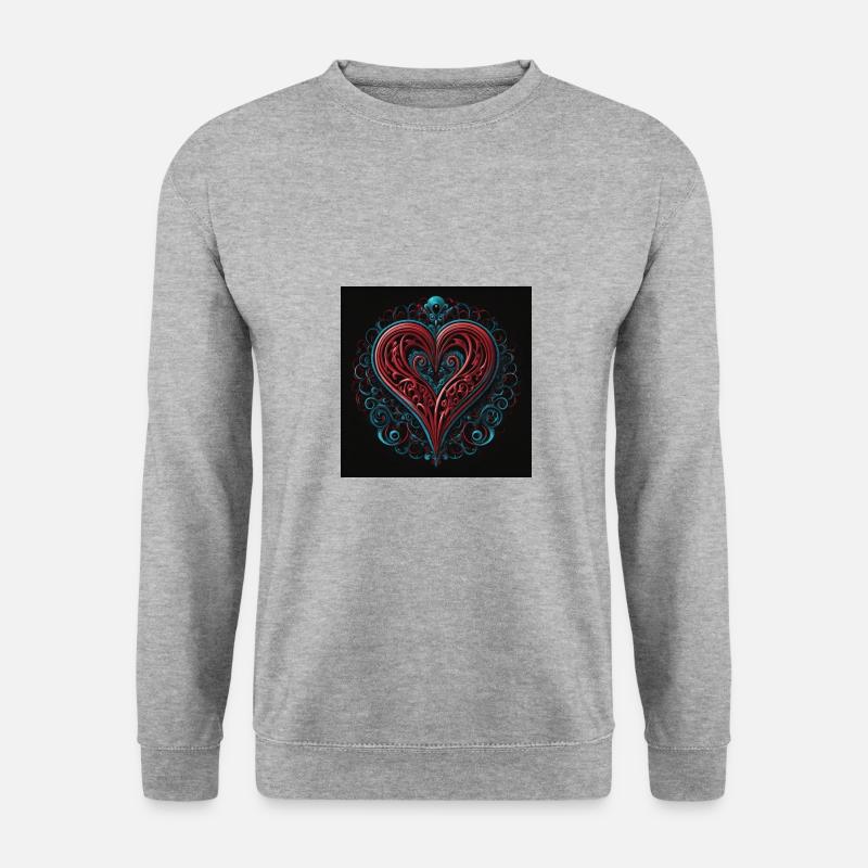 Spiralförmiges Herz - Unisex Pullover - Weißgrau meliert
