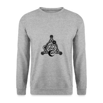 D20 Mystical Crescent Moon Magic Circle RPG - Unisex Pullover - Weißgrau meliert - Vorne - Alina (178cm) & Michal (187cm)