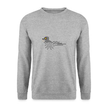Rennmaus / Running Gerbil (3c) - Unisex Pullover - Weißgrau meliert - Vorne - Alina (178cm) & Michal (187cm)