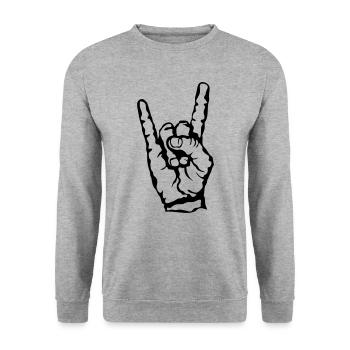 symbole hard rock signe 23072 - Sweat-shirt Unisexe - gris chiné - Devant - Alina (178cm) & Michal (187cm)