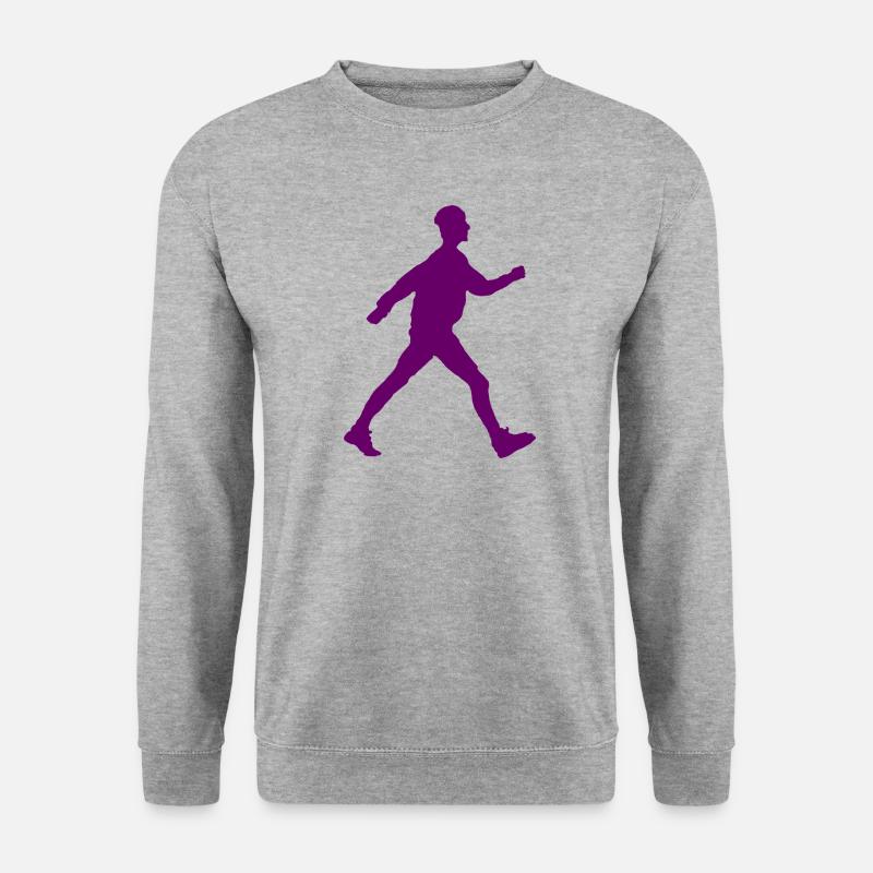 Walker Schattenbild lila - Unisex Pullover - Weißgrau meliert