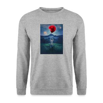 Rêve d’enfant: poisson rouge volant - Sweat-shirt Unisexe - gris chiné - Devant - Alina (178cm) & Michal (187cm)
