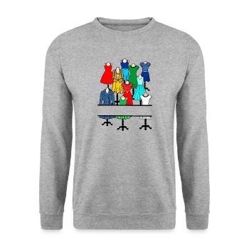 Women's and girls' clothing on mannequin - Unisex Sweatshirt - salt & pepper - Front - Alina (178cm) & Michal (187cm)