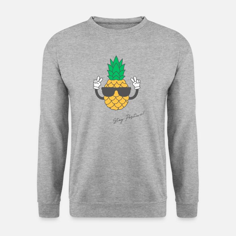 Pineapple "positive Vibes" - Unisex Pullover - Weißgrau meliert